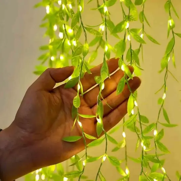 Artificial Leaf Curtain LED String Light, 200 LEDs, 8 Modes & Remote Control (10x3Feet, Green Color)
