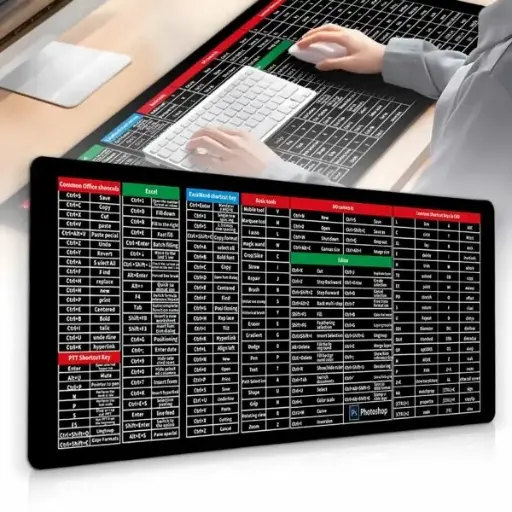 Shortcut Keys Keyboard Mat Non-Slip Base Mousepad – Ideal for Productivity Boost